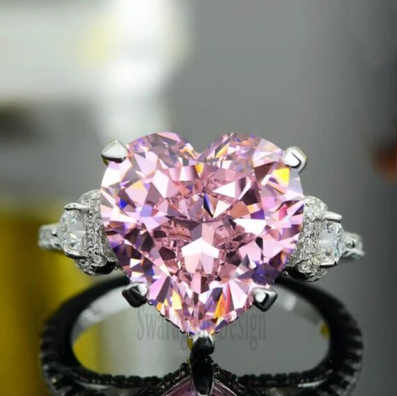 Pink Diamond Engagement Ring 3.00 Ct Pink Heart Shape Diamond - Etsy