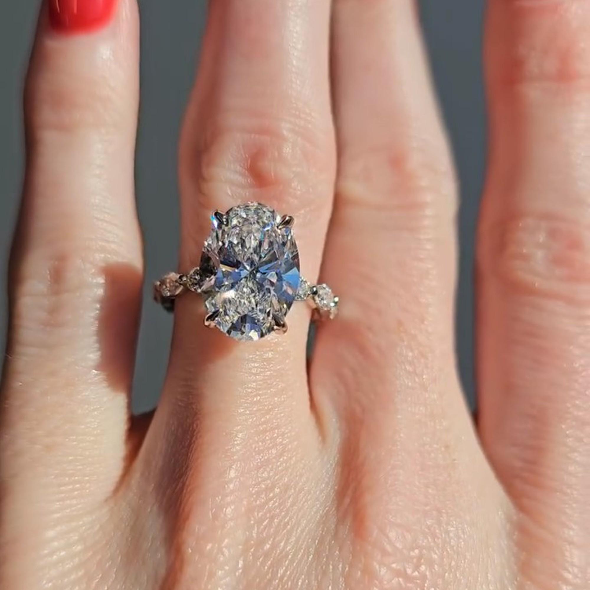 4 CT Oval Cut Moissanite Engagement Ring | Hidden Halo 14k Gold ...