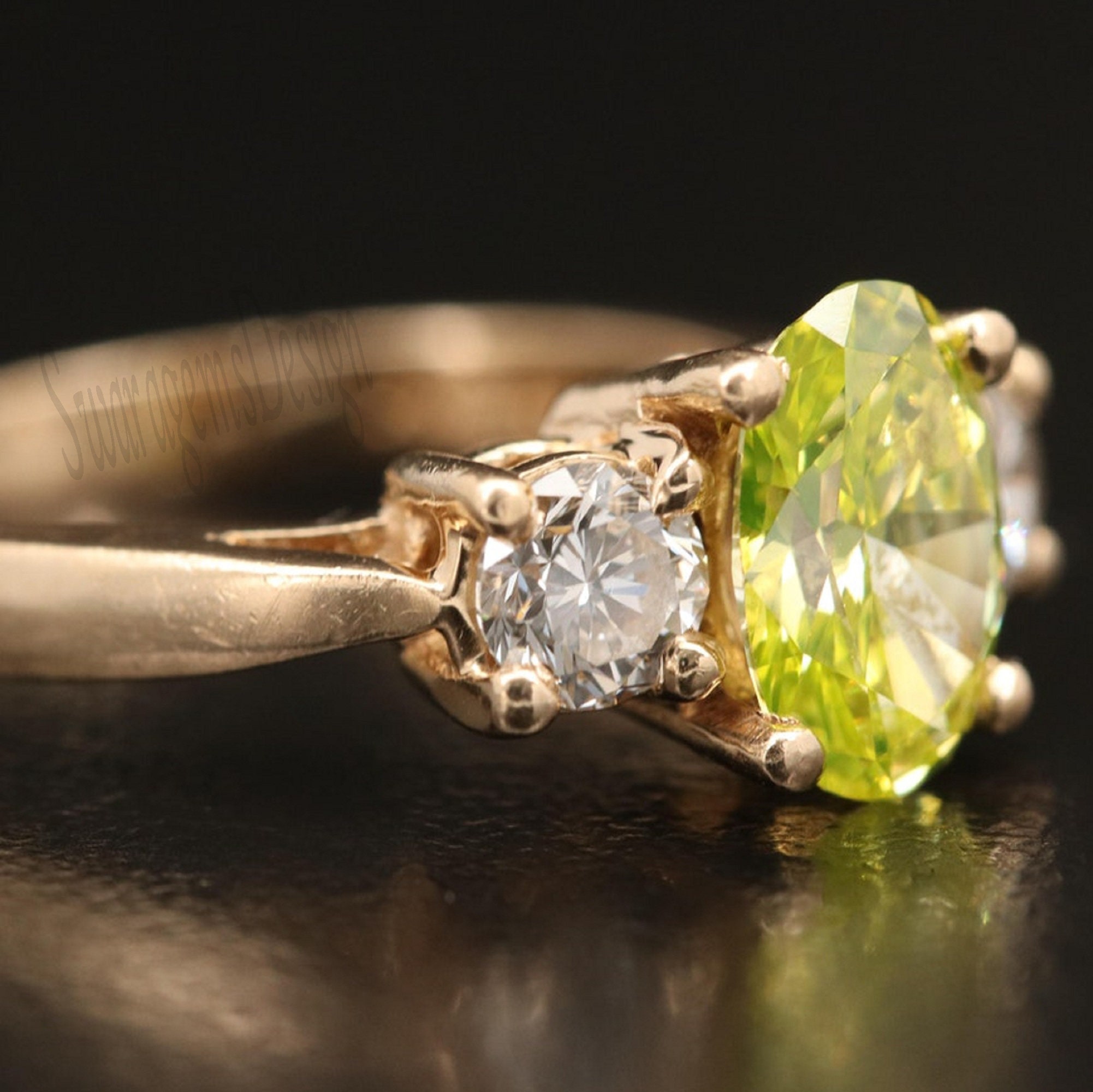 Fancy Yellow Lab Diamond Ring Yellow Oval Engagement Ring Etsy UK