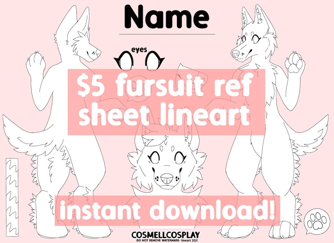 Fursuit Ref Sheet Base Lineart | Fursuit Reference Art - Etsy