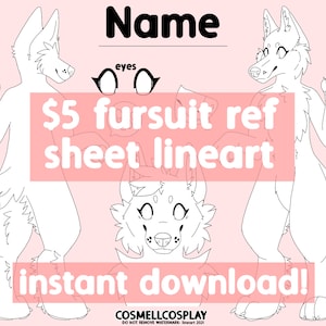 Arkusz odniesienia Fursuit Base Lineart | Fursuit Reference Art