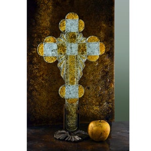 Christian Cross ,  religious object , fused glass