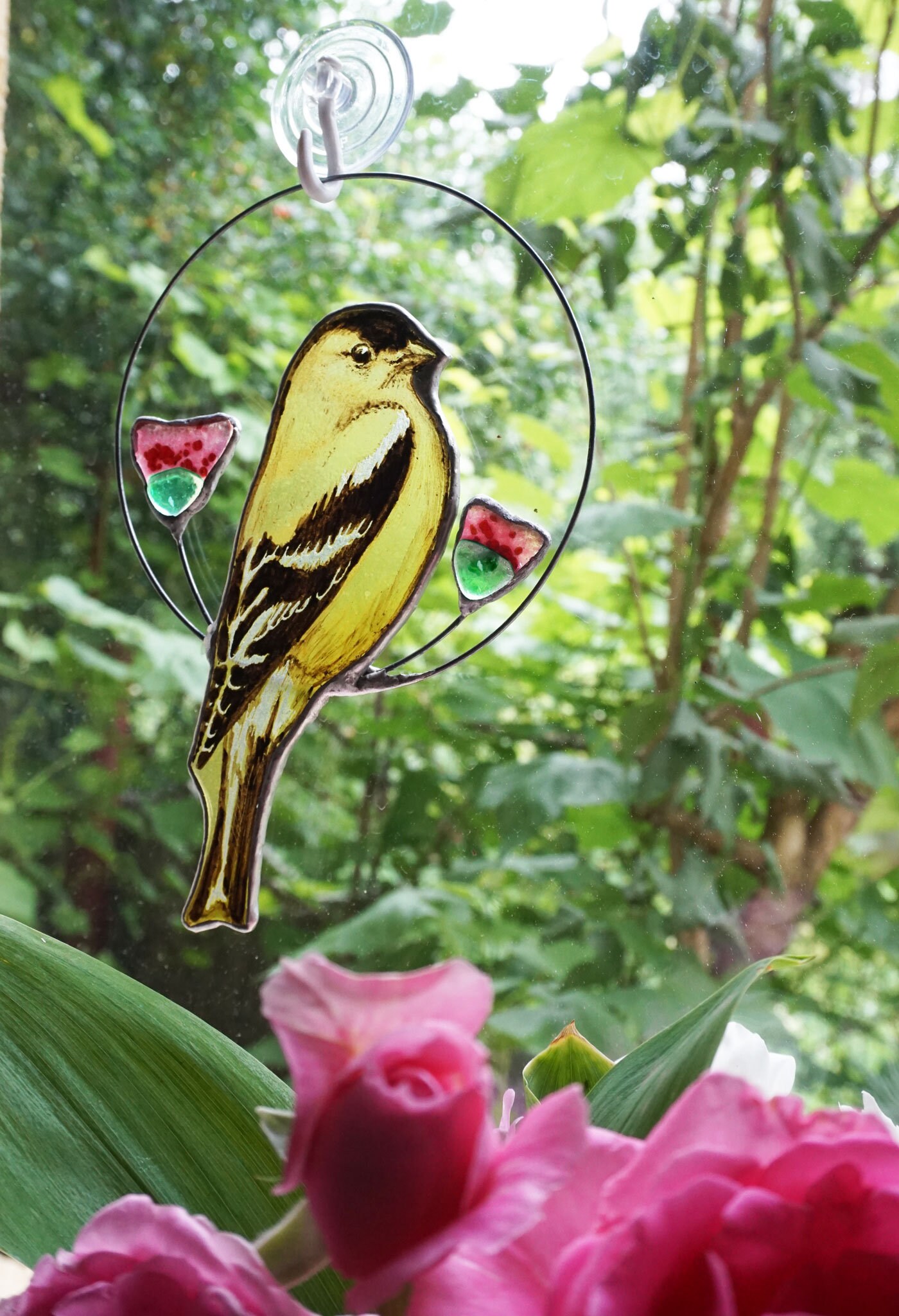 Goldfinch Stained Glass Bird Suncatcher Stained Glass Window Etsy UK