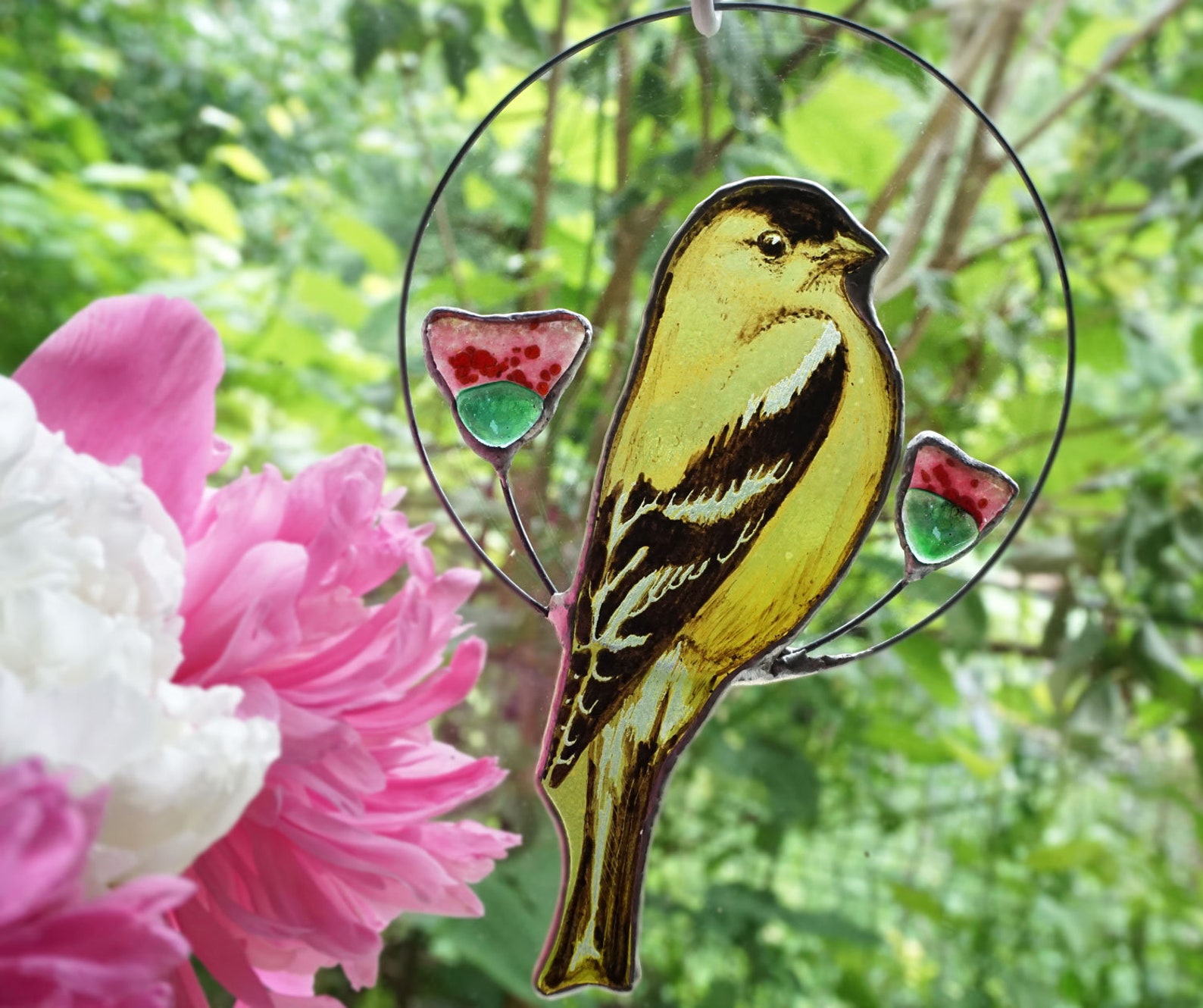 Goldfinch Stained Glass Bird Suncatcher Stained Glass Window Etsy UK