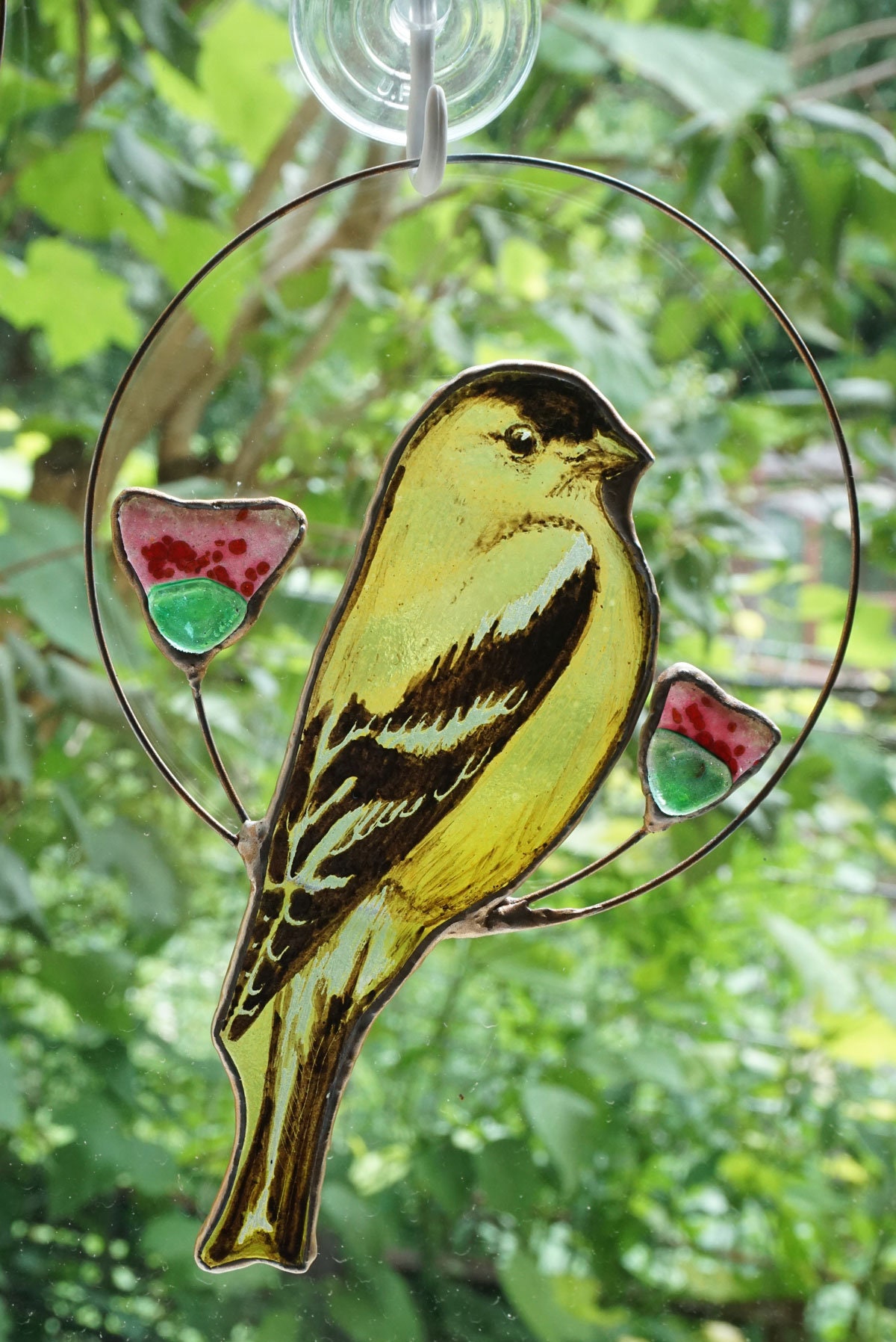 Goldfinch Stained Glass Bird Suncatcher Stained Glass Window Etsy
