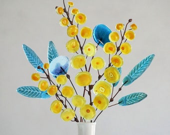 Glasmalerei Mimose Blumenstrauß: Ewiger Wildblumen Sonnenfänger