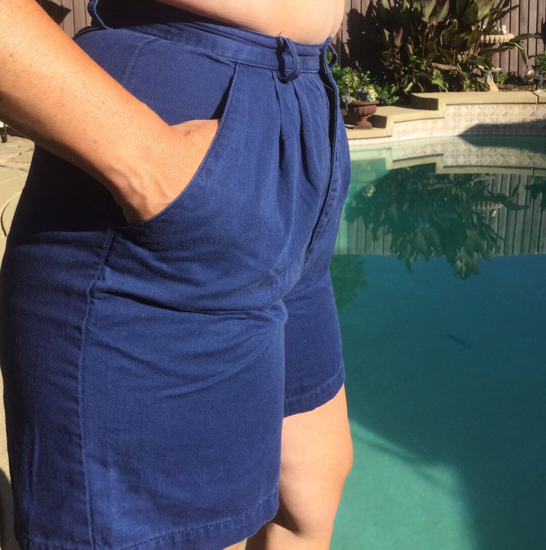 Navy Blue Cotton Shorts 1980s by Geoff Hunter Sport Womens Etsy