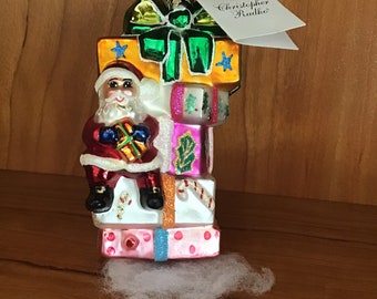 Christopher Radko Holiday Ornament, Christmas Tree Ornament, Blown Glass Santa Clause Ornament