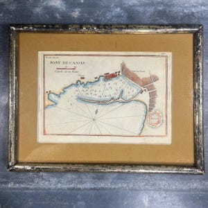 Carte Ancienne, antique du Port de Cassis,  XVIIIe Siècle, Colorisée à la Main, Cadre Stuc - Provence, Marseille, Bouches-du-Rhône, France