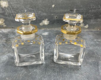 Pair of crystal perfume bottles from a scent cellar. 19th century France