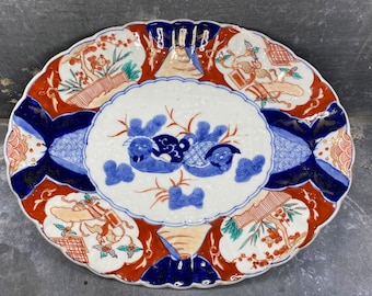 Plat en porcelaine japonaise Imari ovale, XIXème