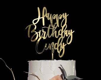 Décoration de gâteau d'anniversaire personnalisée découpée au laser, décoration de gâteau or, décoration de gâteau de mariage, décoration de gâteau d'anniversaire, décoration d'âge, décoration de gâteau personnalisée