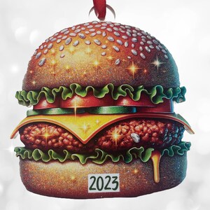 Unique Burger Ornament - Cheeseburger Christmas Ornament - Foodie Gift - Hamburger Ornament with Gift Box