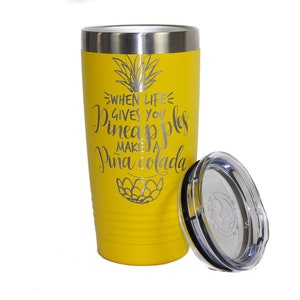 NEW Powder Coated Stainless Steel Pina Colada Travel Tumbler