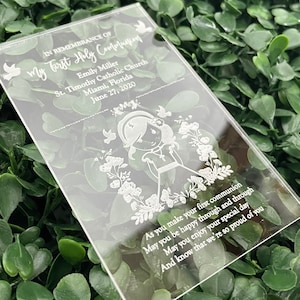 Personalized First Communion Laser Cut Acrylic Favor Remembrance Cards