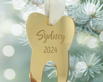 Personalized Tooth Ornament, Custom Name Keepsake, Tooth Loss Celebration