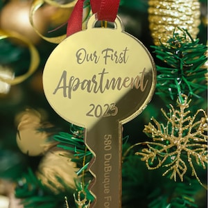 Personalized Laser Cut Our First Home Key Ornament, My First Apartment Ornament, First Christmas in our New Home Ornament