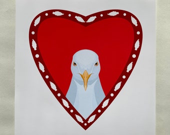Impresión de arte - Gaviota de helado / Arte de pared, Impresión de gaviota, Cono de helado.