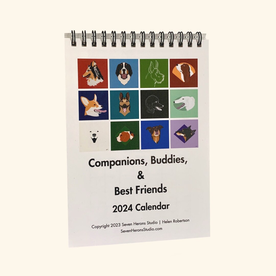 desk-calendar-dog-portraits-dog-art-dog-calendar-2024-etsy