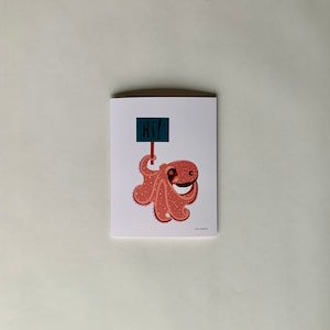 Tarjeta de felicitación - Pulpo / Tarjeta, Tarjeta en blanco, Nota de papelería