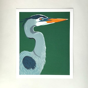 Art Print - Great Blue Heron | Wall Art, Painting Print, Bird Print