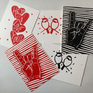 Block Prints - Love & Rock n Roll Misprint Print Set | Linoleum Block Print, Linocut, Linocut Print, Original, Art Print