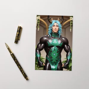 Qel’thun - postcard fantasy character perfect for postcrossing or mailing a friend.