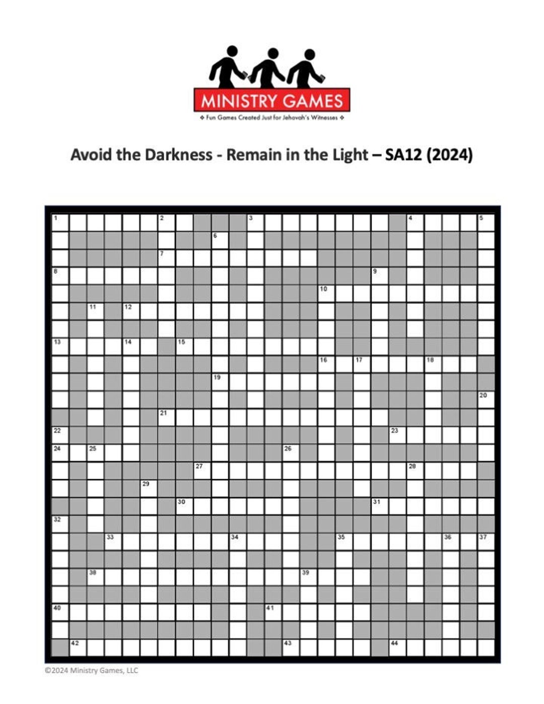 Ministry Game Crossword SA12 Avoid the Darkness Remain in the Light Etsy Ministry Game Crossword SA12 Avoid the Darkness Remain in the Light Etsy