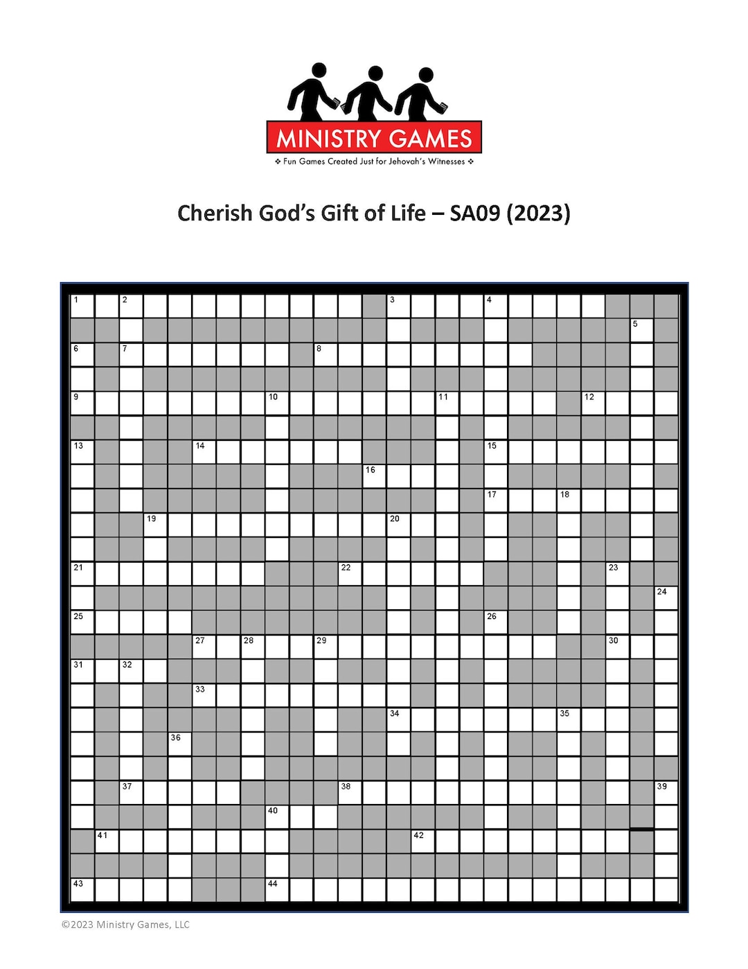Ministry Game Crossword SA09 Cherish Gods Gift of Life Etsy