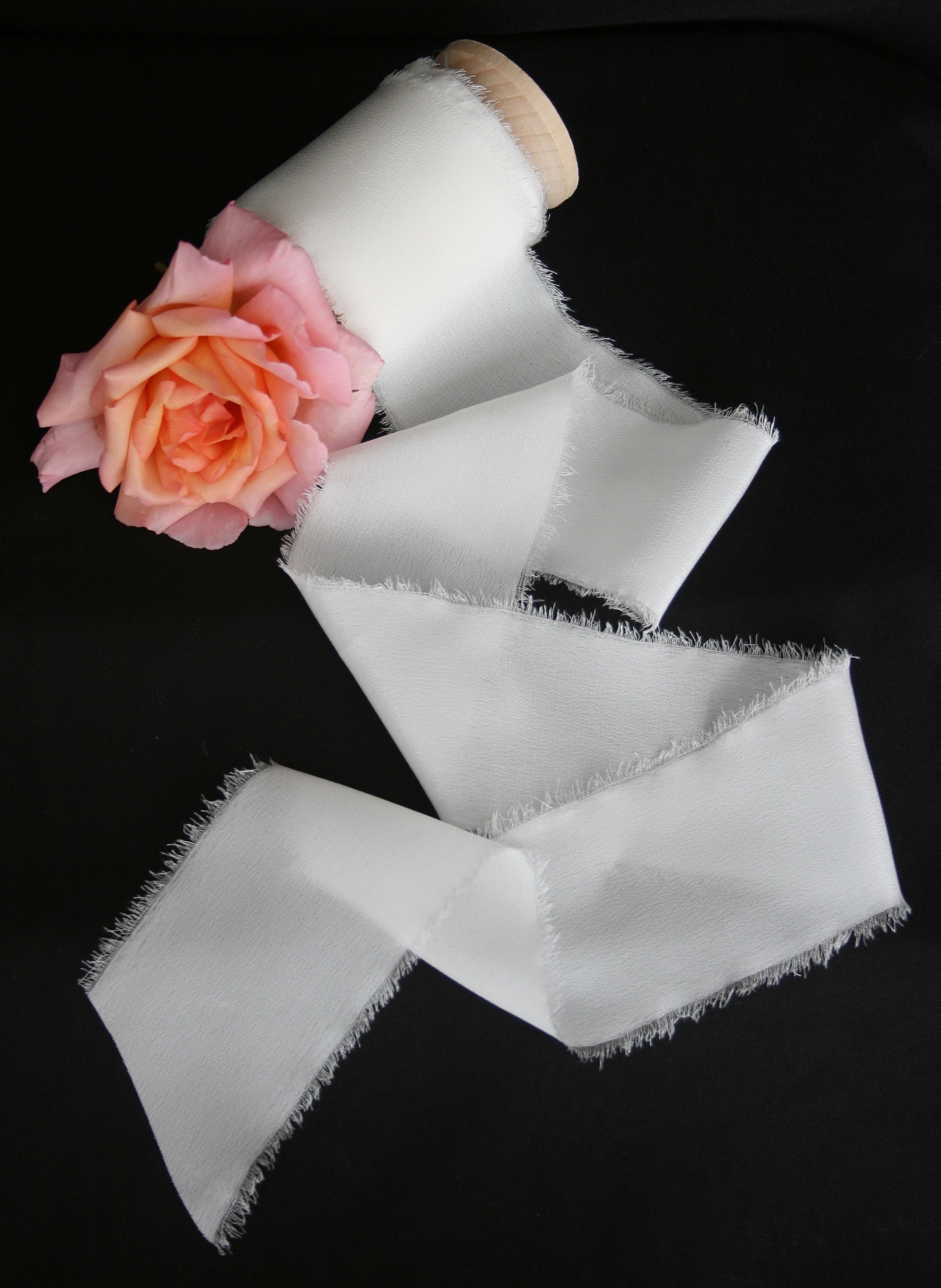 100% Pure Silk Crepe Ribbon White 50mm 2 | Etsy