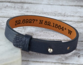 Personalized Coordinates Bracelet, Boyfriend Father's Day Gift, Personalized Gift For Him, Boyfriend Jewelry, Custom Bracelet, Mens Gift