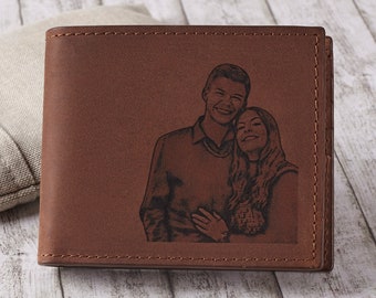 Boyfriend Wallet, Valentine's Day Gift For Him, Personalized Photo Wallet, Custom Anniversary Gift Husband, Leather Wallet, Mens Wallet