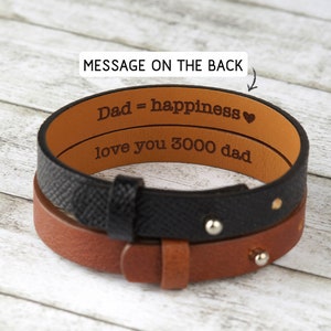 Personalized Dad Bracelet, Leather Bracelet Gift For Husband, Dad Leather Bracelet, Engraved Leather Gift, Mens Bracelet, Custom Dad Gift