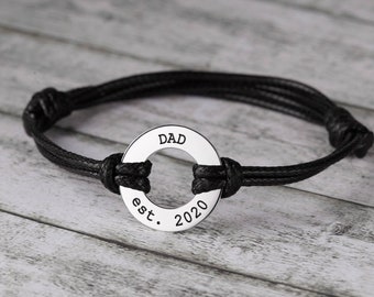 Regalo para papá primerizo en el Día del Padre, regalo de cumpleaños para padres primerizos, regalo para esposo y papá primerizo, pulsera grabada, joyería personalizada para hombre, regalo para baby shower.