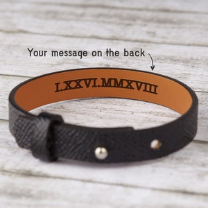 Custom Roman Numeral Bracelet, Personalized Valentines Gift For Boyfriend, Birthday Gifts For Him, Anniversary Gift For Him, Custom Date