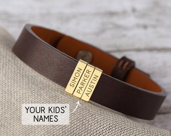 Dad Bracelet With Kids Names, Fathers Day Gift From Kids, Dad Gift Gift From Wife, Mens Personalized Bracelet, Husband Bracelet, Dad Jewelry