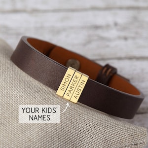 Dad Bracelet With Kids Names, Fathers Day Gift From Kids, Custom Dad Gift From Wife, Mens Personalized Bracelet, Husband Bracelet