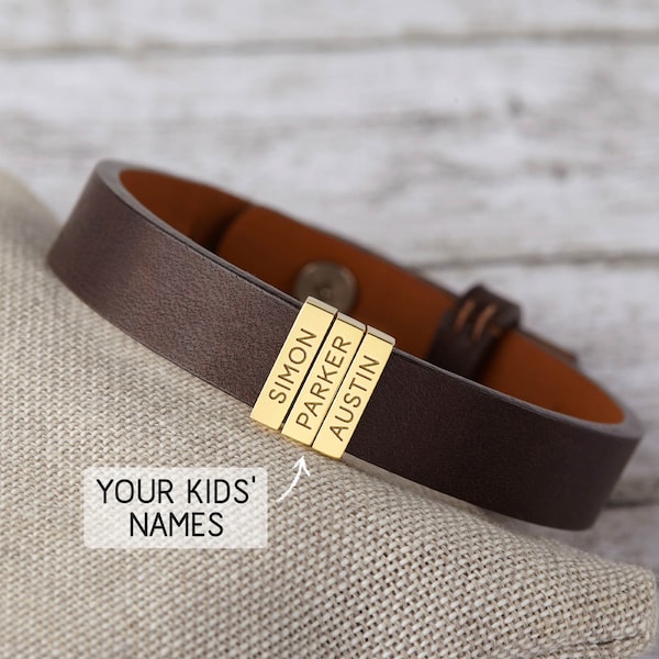 Dad Bracelet With Kids Names, Fathers Day Gift From Kids, Dad Gift Gift From Wife, Mens Personalized Bracelet, Husband Bracelet, Dad Jewelry