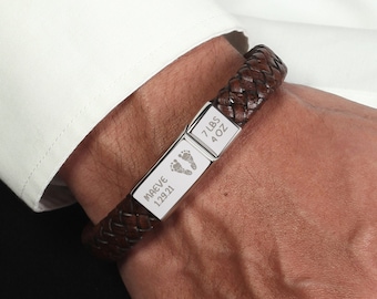 Gåva till minne av dödfödda, present till make för fars dag, present till pappa för förlust av barn, smycken som minnesmärke, vävt armband för fotavtryck till bebis