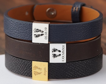 Pulsera con huella de bebé, regalo personalizado de San Valentín para papá, regalo para papá primerizo, pulsera para papá con nombre de niño, regalo personalizado para papá de niño