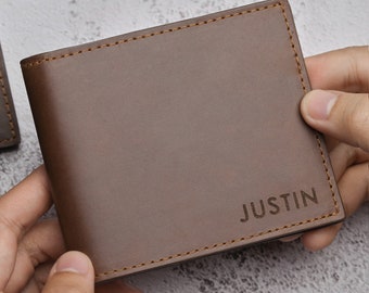 Personalized Wallet For Dad, Personalized Leather Wallet For Husband, Custom Men Wallet Bifold, Mens Personalized Wallet, Engraved Bifold