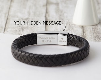 Personalized Boyfriend Bracelet, Custom Fathers Day Bracelet, Boyfriend Birthday Gifts, Engraved Dad Bracelet For Him, Mens Bracelet