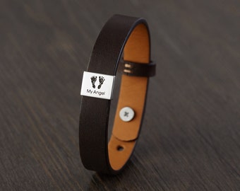 Miskraam papa, Vaderdagcadeau van vrouw, voetafdruk baby papa armband, cadeau baby verlies, gepersonaliseerde sieraden verlies kind