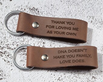 Bonus Dad Leather Keychain Gift, Stepdad Engraved Keychain, Step Father Birthday Gift, Dad Wedding Gift, Fathers In Law Gift Personalized