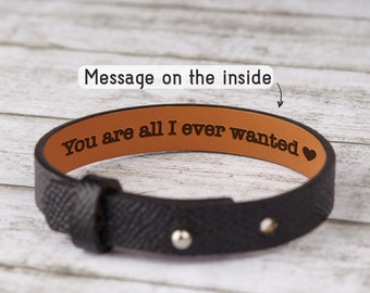 Bracelet message caché pour homme, cadeau d'anniversaire de petit ami, bracelet en cuir personnalisé pour homme. Bracelet message secret gravé pour petit ami