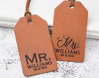 Mr And Mrs Luggage Tags Personalized, Custom Luggage Tag Wedding, Gift For Newly Weds, His And Her, Honeymoon Gifts for Couples