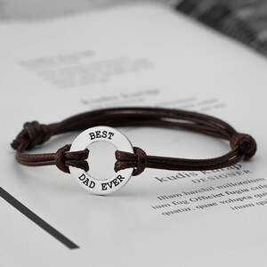 Personalized New Dad Gift, Customized Gift For Dad, Dad Gift, Best Dad Ever Bracelet, Gift From Daughter, Engraved Bracelet Men