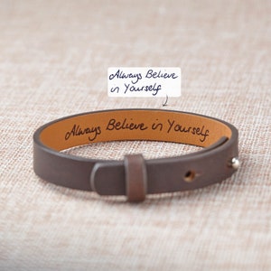 Hidden Message Memorial Bracelet, Keepsake Gift, Handwriting Bracelet Men, Leather Signature Bracelet, Handwritten Jewelry, Remembrance