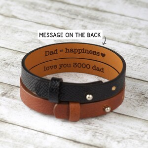 Husband Birthday Gift from Wife, Personalized Leather Bracelet Hidden Message, Engraved Secret Message Bracelet for Dad, Custom Leather Gift