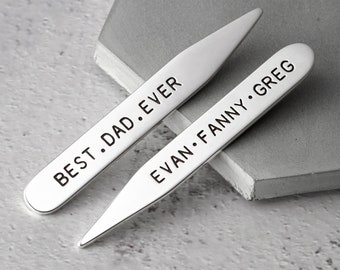 Personalized Collar Stays Dad, Customized Christmas Gifts From Kids,  Best Dad Ever Gift, Engraved Collar Stays, Dad Est 2020